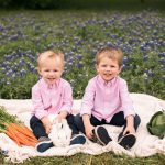 Photo of boys with bunny in flowers